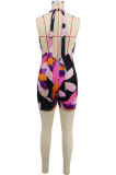 EVE Sexy Print Halter Tie Up Backless Romper XHXF-8697