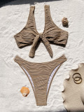 EVE Knotted Solid Color Bikini Sexy Swimsuit CASF-6678
