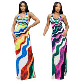 EVE Multicolor Print Sleeveless Maxi Dress XHXF-411