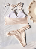 EVE Solid Color Crossover Backless Bikini Swimsuit CASF-6668
