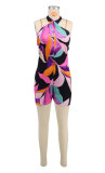 EVE Sexy Print Halter Tie Up Backless Romper XHXF-8697