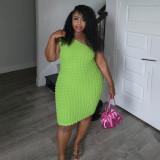 EVE Plus Size Slash Neck Solid Color Slim Midi Dress NNWF-8022