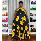 EVE Plus Size Contrast Color Patchwork Maxi Dress NNWF-8023