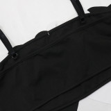 EVE Color Block Sling Vest And Spit Skirt Two Piece Set CYA-901307