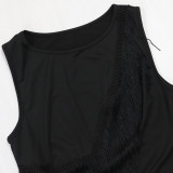 EVE Sleeveless Solid Tops And Shorts Tassel 2 Piece Set CYA-901271