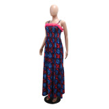EVE Sling Printed Loose Big Swing Maxi Dress CYA-901254