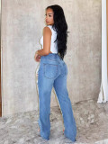 EVE Fashion Holes Pearl Chain Jeans MEM-88586