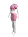 EVE Solid Color Bat Sleeve Hooded Skirts Suit CH-24037
