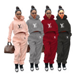 VIP1 Plus Size Fleece Hoodie Pants Two Piece Sets BLI-2596