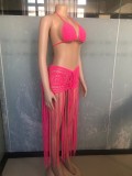 EVE Braided Solid Color Tassel Beach Skirts Suit OSM-AJ4462
