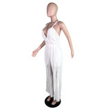 EVE Solid Color Sling V Neck Jumpsuit MK-C3207