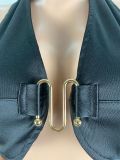 EVE Sexy Solid Halter Wrap Top Wide Leg Pants Suit LSL-LS0006