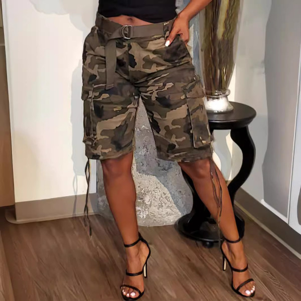 EVE Camouflage Print Drawstring Multi-Pocket Short GSMJ-2235