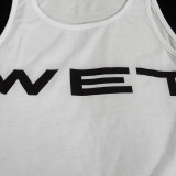 EVE Solid Color Sleeveless Letter Print Vest GAXB-L014TP