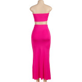 EVE Solid Color Wrap Chest And Long Skirt Suit GAXB-A454ST