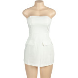 EVE Sleeveless Tube Tops Solid Mini Dress GAXB-A176DS