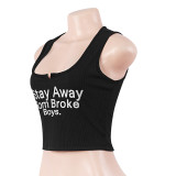 EVE Solid Letter Print Slim Tank Tops GAXB-W098TP