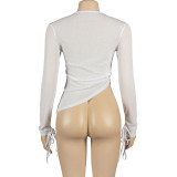 EVE Solid O Neck Long Sleeve T Shirt GAXB-A369TP