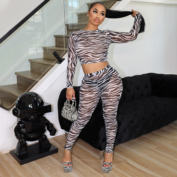 EVE Stripe Print Long Sleeve Pants Two Piece Set GAXB-A448ST