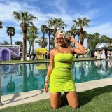 EVE Solid Hollow Out Tube Tops Mini Dress GAXB-A080DS