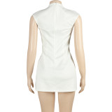 EVE Solid Color Deep V Neck Mini Dress GAXB-A487DS
