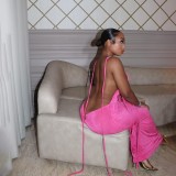 EVE Solid Color Tie Up Backless Maxi Dress GAXB-A410DS