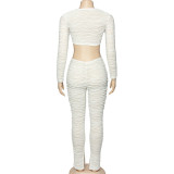 EVE Lace-Up Water Wave Striped Pants Set GAXB-A323ST