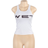 EVE Solid Color Sleeveless Letter Print Vest GAXB-L014TP