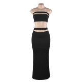 EVE Solid Color Wrap Chest And Long Skirts 2 Piece Set GAXB-A493ST