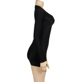EVE Long Sleeve V Neck Mini Dress GAXB-A243DS