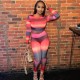 EVE O Neck Printed Tops Pants Two Piece Set GAXB-A197ST