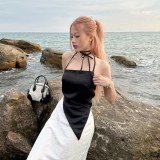 EVE Solid Color Halter Irregular Tops GAXB-W047TP