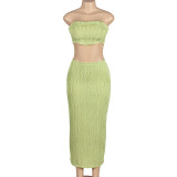 EVE Solid Wrap Chest Tops Two Piece Skirts Set GAXB-A203ST