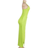 EVE Halter Sleeveless Patchwork Split Maxi Dress GAXB-A180DS