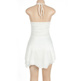 EVE Solid Halter Slim Irregular Mini Dress GAXB-A152DS