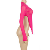 EVE Solid Color Long Sleeve Irregular Tops GAXB-A233TP
