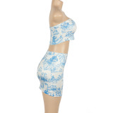 EVE Print Wrap Chest Tops And Skirt 2 Piece Set GAXB-A108ST