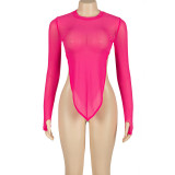 EVE Solid Color Long Sleeve Irregular Tops GAXB-A233TP