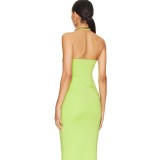 EVE Halter Sleeveless Patchwork Split Maxi Dress GAXB-A180DS