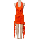 EVE Sleeveless V Neck Irregular Mini Dress GAXB-A145DS