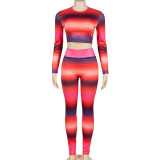 EVE O Neck Printed Tops Pants Two Piece Set GAXB-A197ST