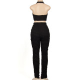 EVE Sleeveless Halter Tops Pants Two Piece Set GAXB-A040ST