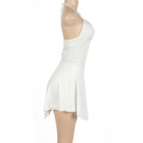 EVE Solid Halter Slim Irregular Mini Dress GAXB-A152DS