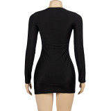 EVE Long Sleeve V Neck Mini Dress GAXB-A243DS