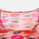 EVE See Through Mesh Print Long Dress GAXB-A199DS