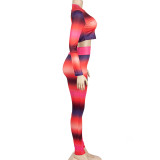 EVE O Neck Printed Tops Pants Two Piece Set GAXB-A197ST