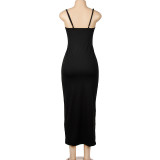 EVE Solid Color Sling Backless Maxi Dress GAXB-A088DS
