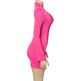 EVE Solid Color Long Sleeve Mini Dress GAXB-A192DS