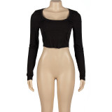EVE Long Sleeve Solid Color Pullover GAXB-A207TP