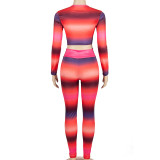 EVE O Neck Printed Tops Pants Two Piece Set GAXB-A197ST